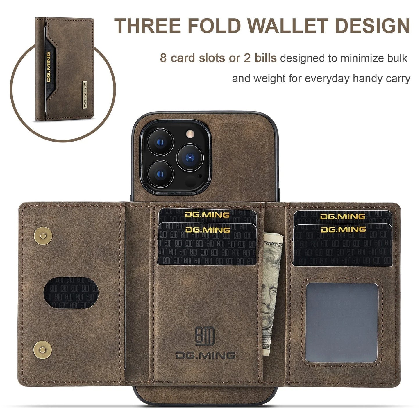 Leather case for iPhone 2 in 1 with wallet