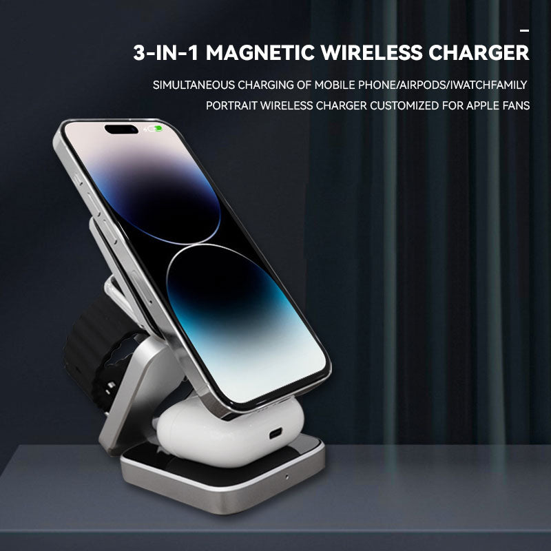 Portable 3 in 1 Foldable Wireless Charger Stand